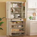 IRONCK Kitchen Pantry Cabinet 72' Height, Freestanding Cupboard with Drawer, Sliding Storage Rack, and 6 Hanging Shelves for Dining Room, Laundry, Rustic Maple