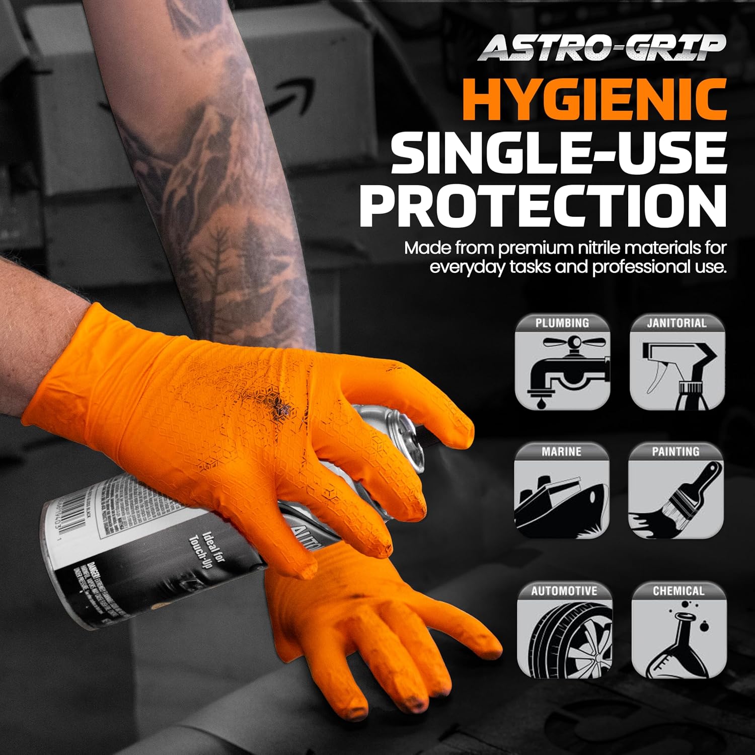 SAS Astro-Grip Exam Grade Powder-Free Nitrile Disposable Gloves