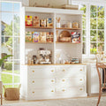 ivaniti 71' Tall Farmhouse Kitchen Pantry, Large Storage Cabinet with Drawers, Freestanding Coffee Bar Hutch with Microwave Stand, Adjustable Shelves for Kitchen, Living Room, White 2 Pcs