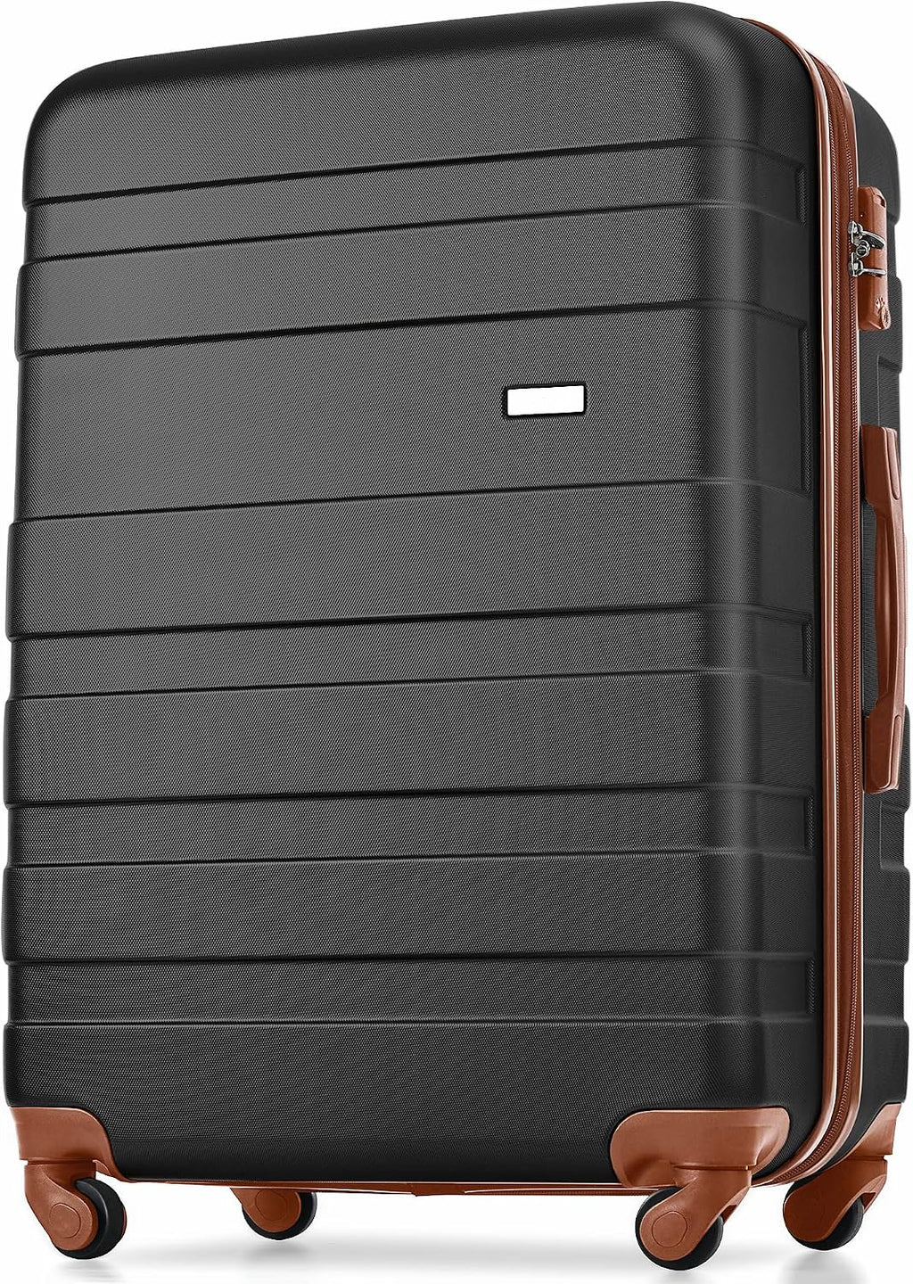 Merax 3 Piece Luggage Set ABS Hardshell Lightweight Suitcase Sets Spinner Wheels Suitcase with TSA Lock, 20' 24' 28', Black Brown