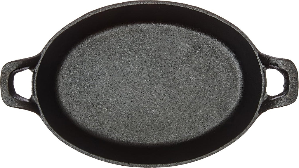 American Metalcraft CIPOV9567 Cast Iron Oval Casserole Pan with Handles, 12' L x 6.75' W, Black (Pack of 3)