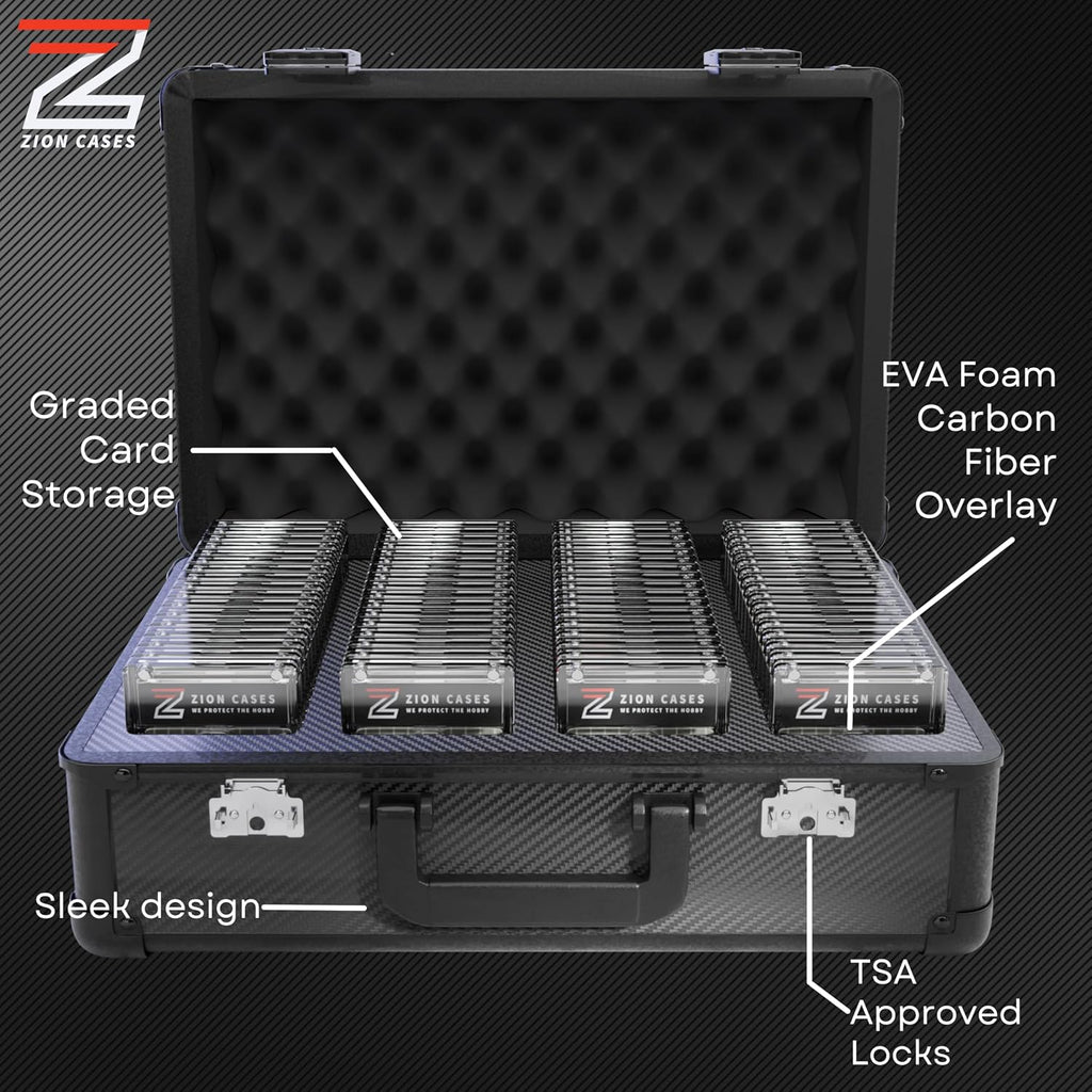 Zion Cases Slab Case XL Graded Card Case; The Original Slab Case for Graded Cards; Fits PSA, BGS, HGA, and CSG Graded Trading Card Slabs; Ideal Travel Storage Solution; (Carbon Fiber Red)