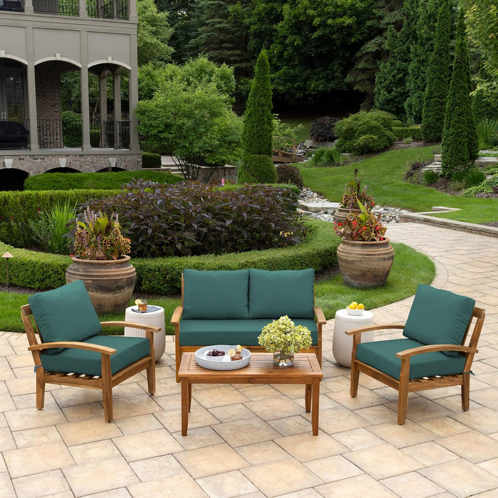 Arden Outdoor Loveseat Cushion Set, 48 x 24, Water Repellent, Fade Resistant, Cushion Set for Couch, Bench, and Swing, Peacock Blue Green Texture