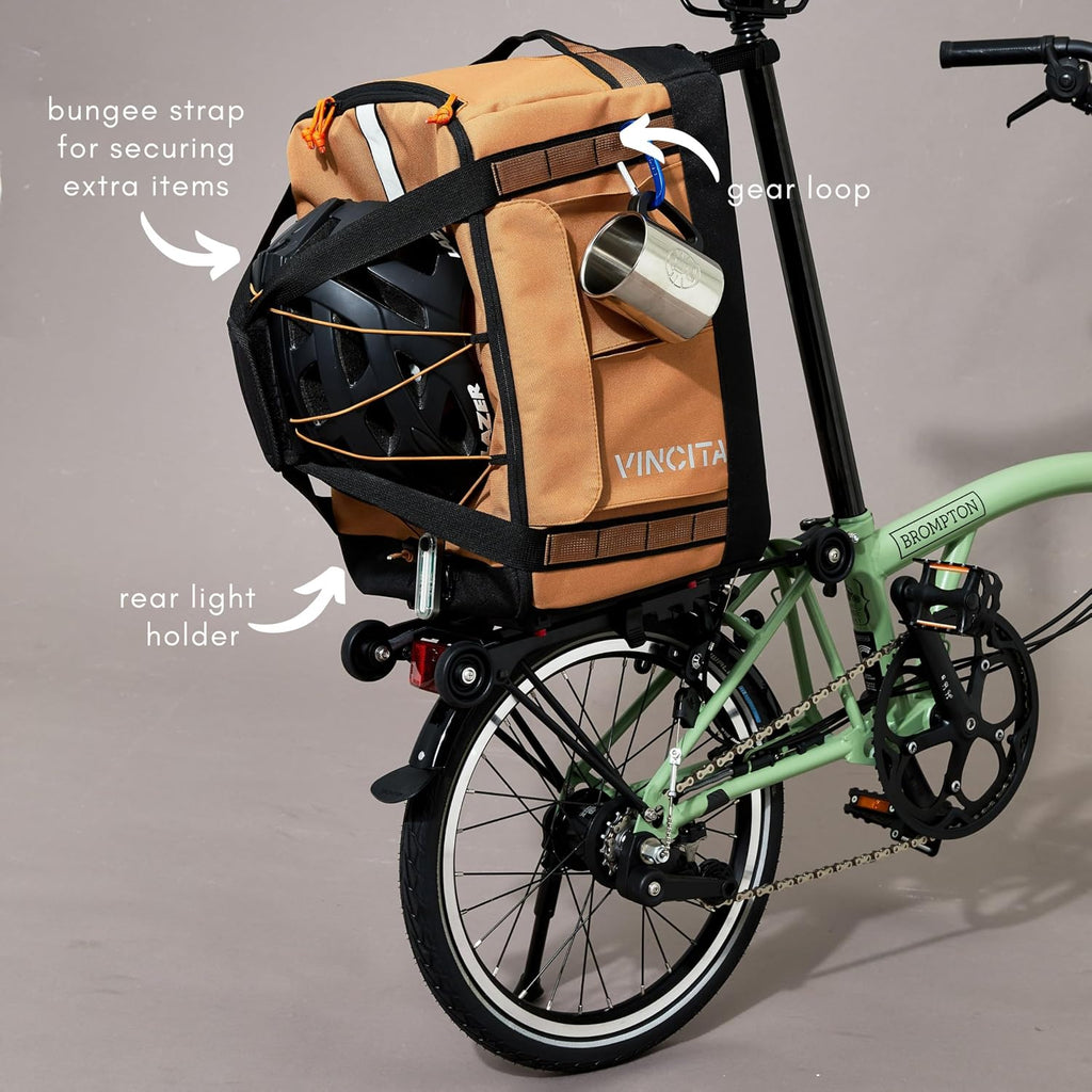 Vincita Voyage B.D.R. 3-in-1 Rear Rack Bag – 37L Backpack, Duffle & Pannier Combo – KLICKfix UniKlip 2.0 Quick Release – Water-Resistant Touring Gear for Folding Bikes. (Grey)