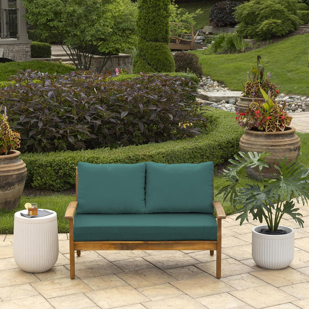 Arden Outdoor Loveseat Cushion Set, 48 x 24, Water Repellent, Fade Resistant, Cushion Set for Couch, Bench, and Swing, Peacock Blue Green Texture