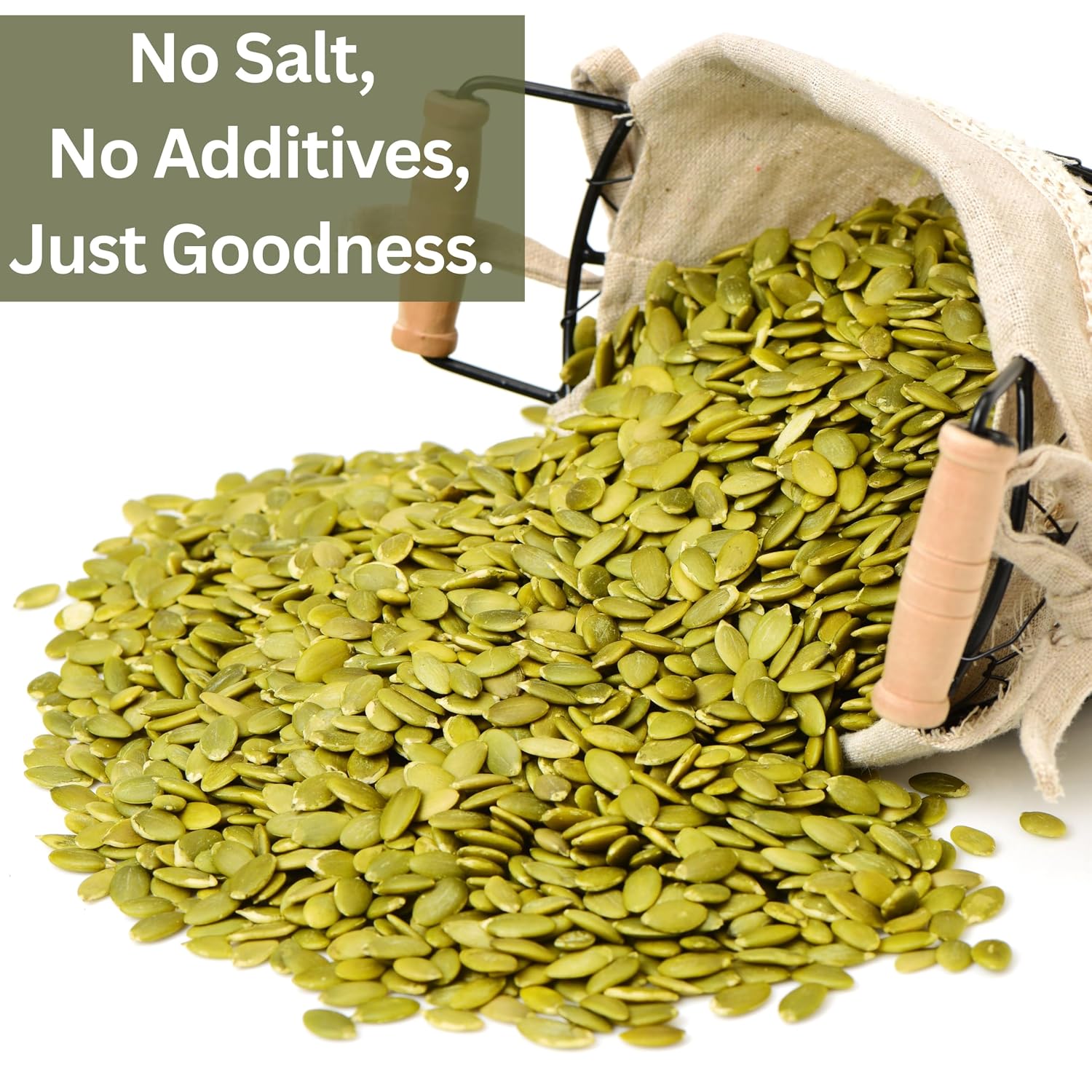 55 Lbs Organic Raw Pumpkin Seeds, Premium Quality, Shelled, Kosher, Halal, Unsalted in Box