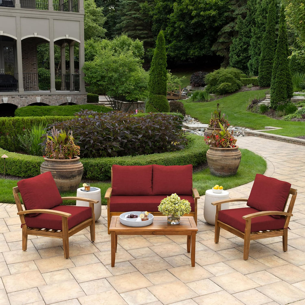 Arden Outdoor Loveseat Cushion Set, 48 x 24, Water Repellent, Fade Resistant, Cushion Set for Couch, Bench, and Swing 48 x 24, Ruby Red Leala