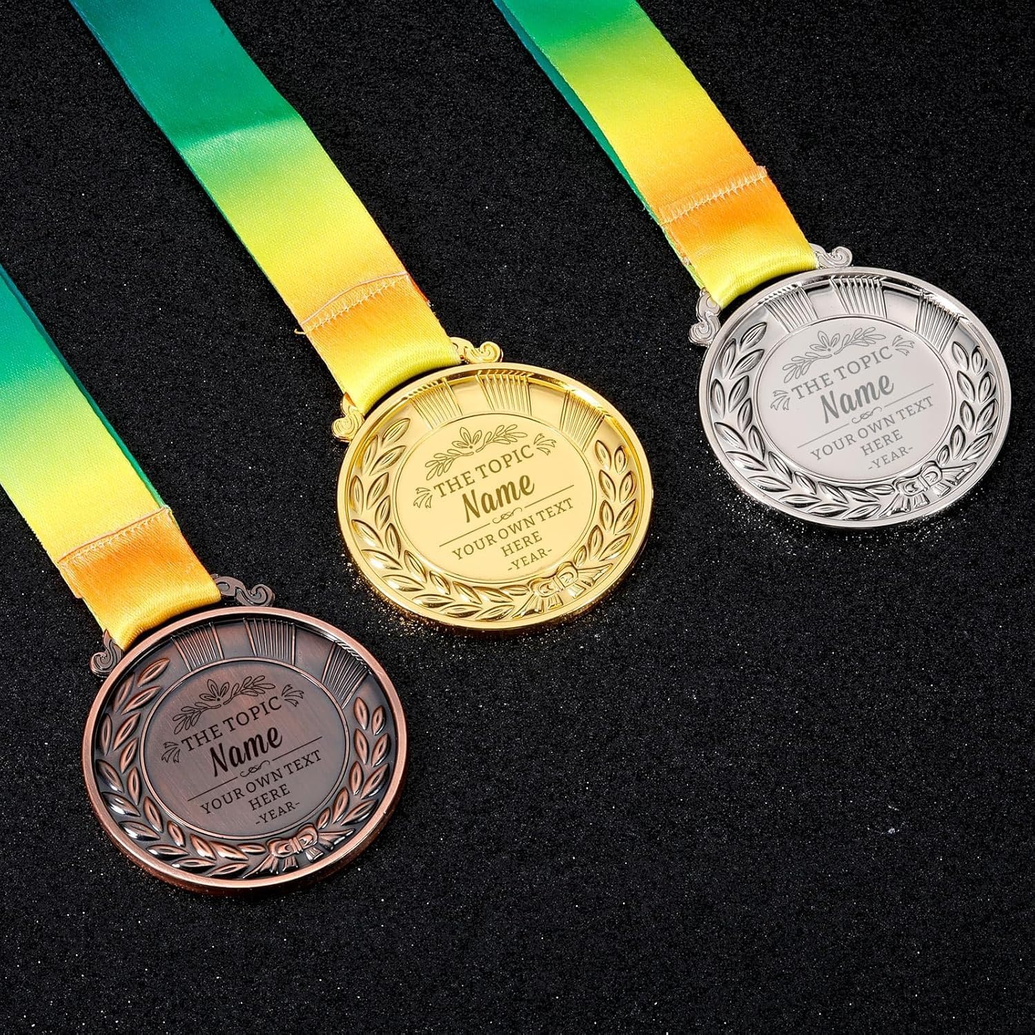 Custom Gold Medals for Awards Bulk- Personalized Pieces Design Your Own Award Medals with Text Logo Image, 1st 2nd 3rd Place Medals for School Programs Sports Family Events Office Award Ceremony