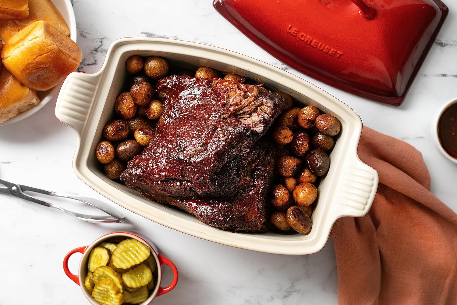 Le Creuset Heritage Stoneware Deep Baker with Lid, 4.5 qt., Oyster