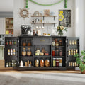 Gizoon 45' Coffee Bar Cabinet with Door and Shelves Kitchen Hutch with Countertop, Kitchen Buffer Cabinet with Storage for Bedroom and Living Room, Black
