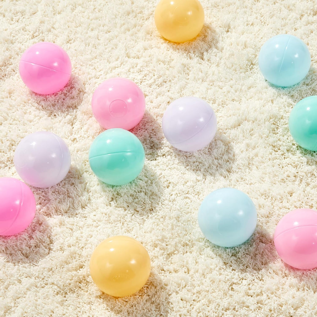 Amazon Basics BPA-Free Ball Pit Balls with Storage Bag, Crush-Proof Plastic for Toddlers Kids 12+ Months Play, 6 Pastel Colors, 1000 Count