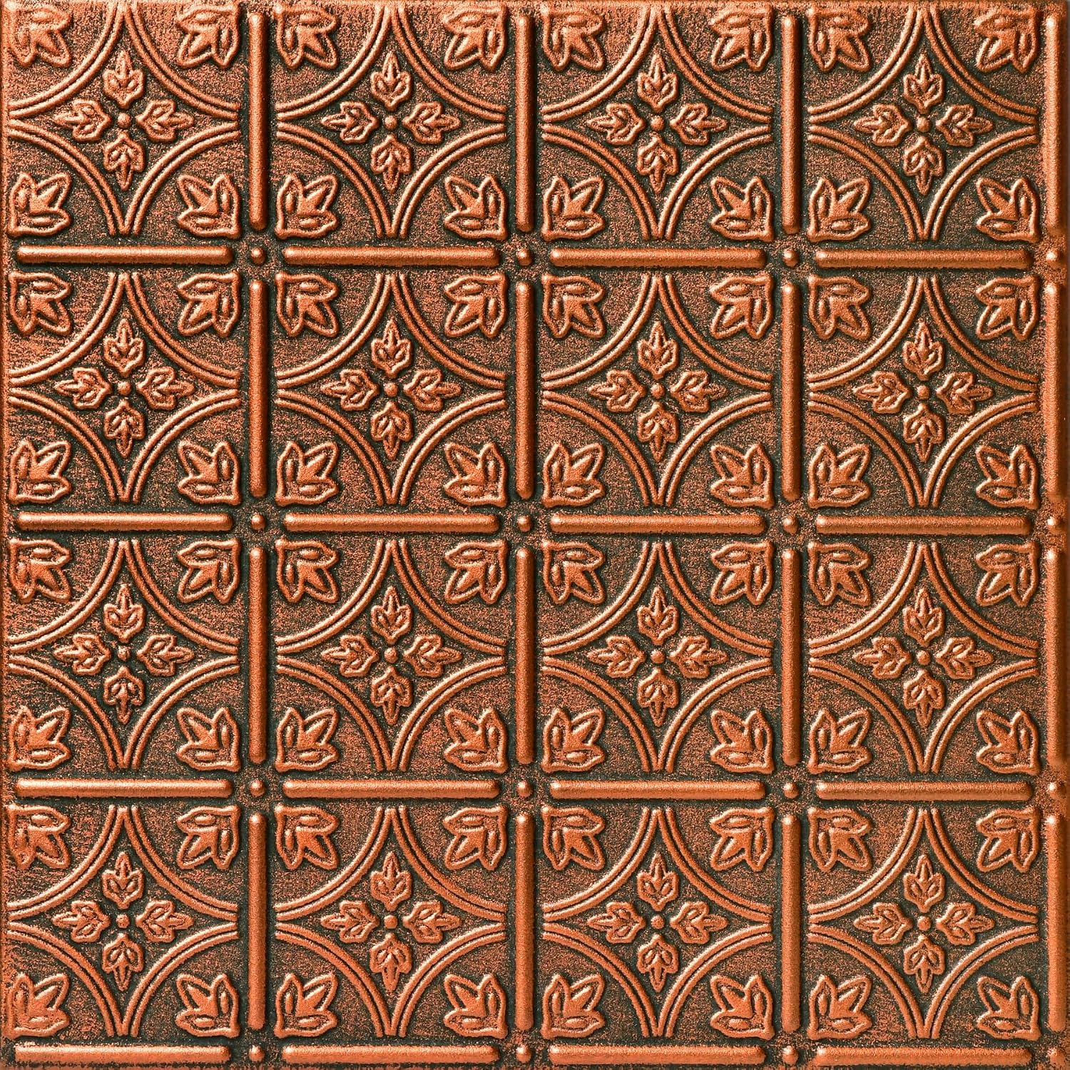 À LA MAISON CEILINGS R125 Emma's Flowers Foam Glue-Up Ceiling Tile (128 Sq. Ft./Case), Pack of 48, Antique Copper