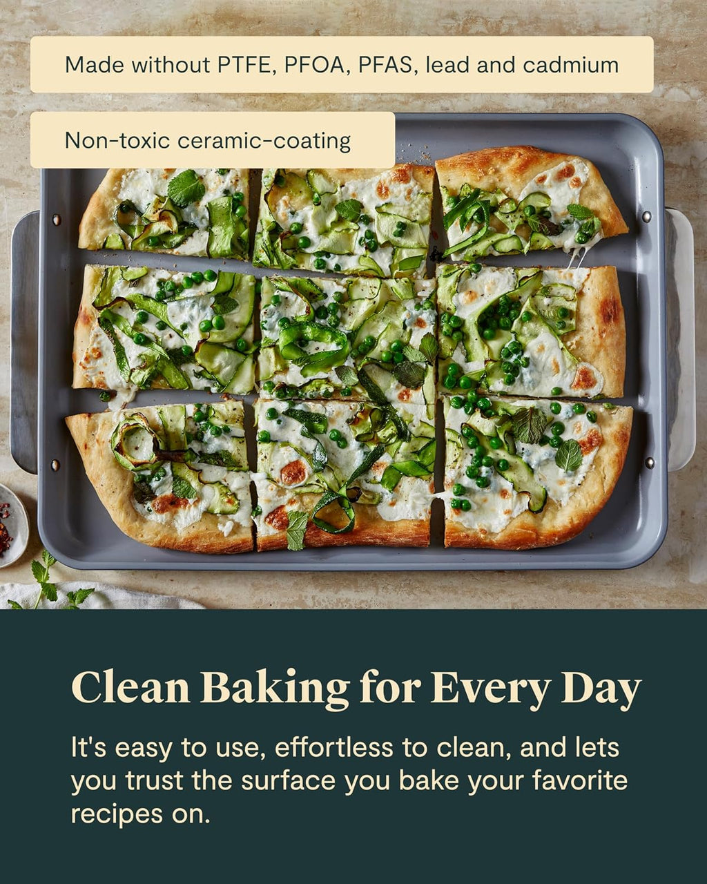 Caraway Non-Stick Ceramic Baking Sheet Trio and Cookie Sheet Set - 18 x 13' Large, 15 x 10' Medium & 9' x 13' Small Baking Trays for Oven - Non-Toxic, PTFE & PFOA Free - Slate