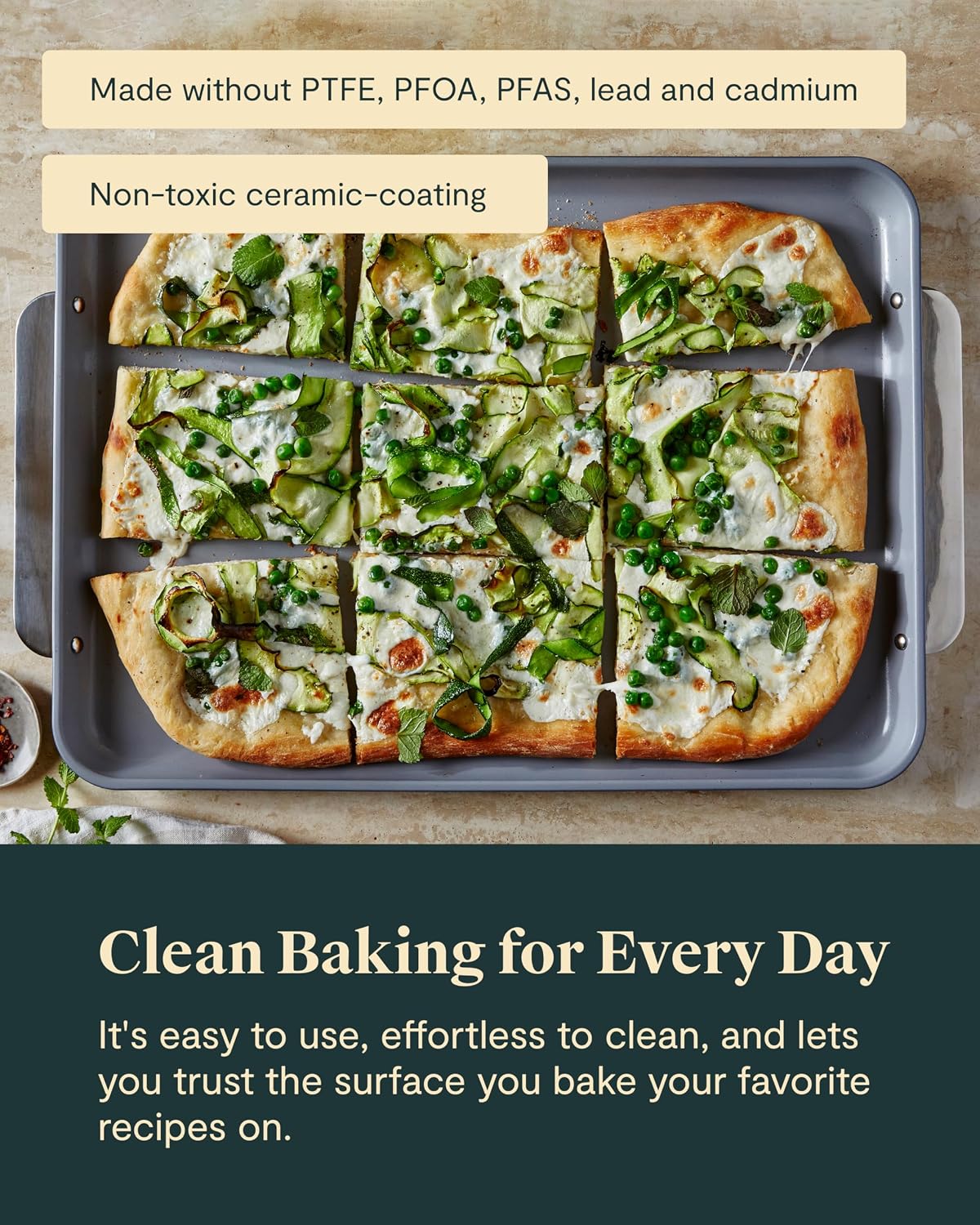 Caraway Non-Stick Ceramic Baking Sheet Trio and Cookie Sheet Set - 18 x 13' Large, 15 x 10' Medium & 9' x 13' Small Baking Trays for Oven - Non-Toxic, PTFE & PFOA Free - Slate