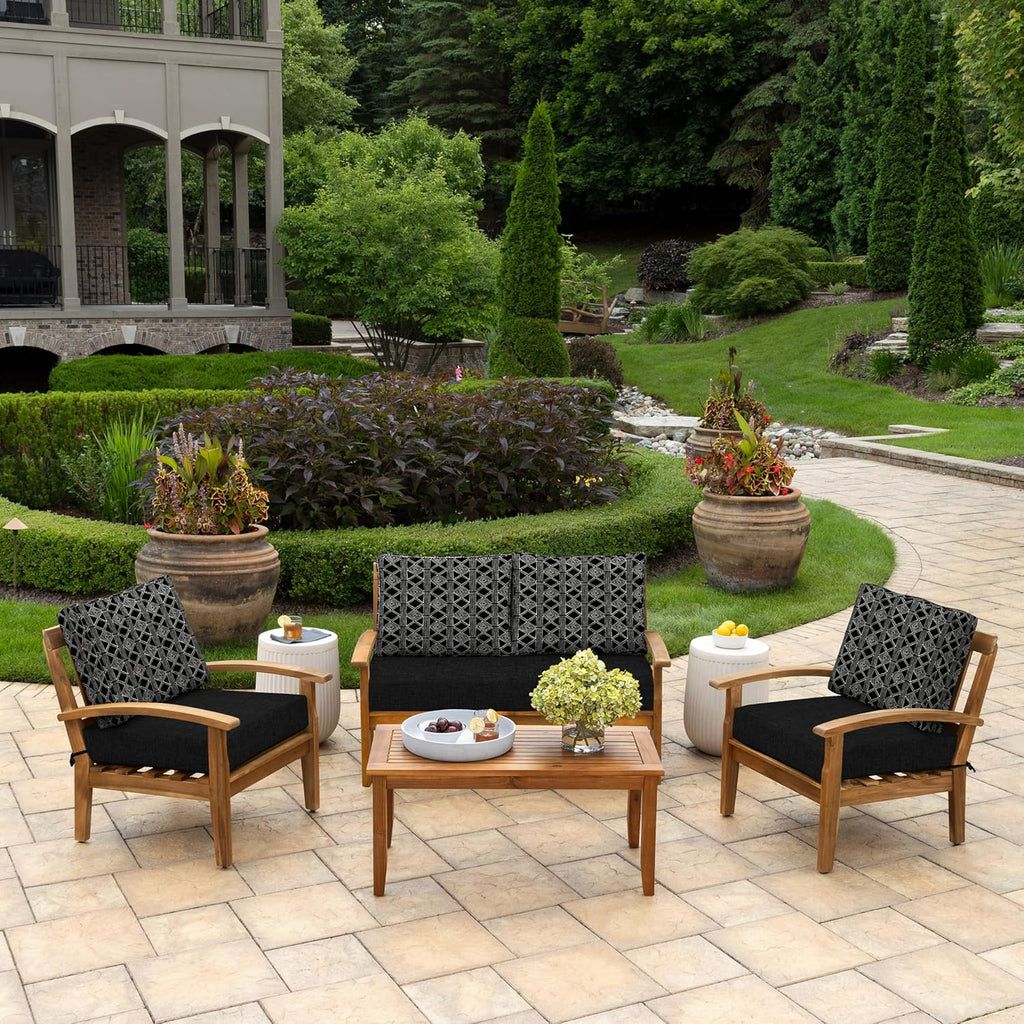 Arden Outdoor Loveseat Cushion Set, 48 x 24, Water Repellent, Fade Resistant, Cushion Set for Couch, Bench, and Swing, Black Global Stripe