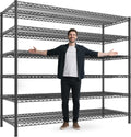 REIBII 83' H Storage Shelves 3840LBS Metal Shelving Unit 6 Tier Wire Shelving Commercial Adjustable Garage Shelving Heavy Duty for Storage Rack for Pantry, Garage, Kitchen, 83' H x 55.5' W x 18' D
