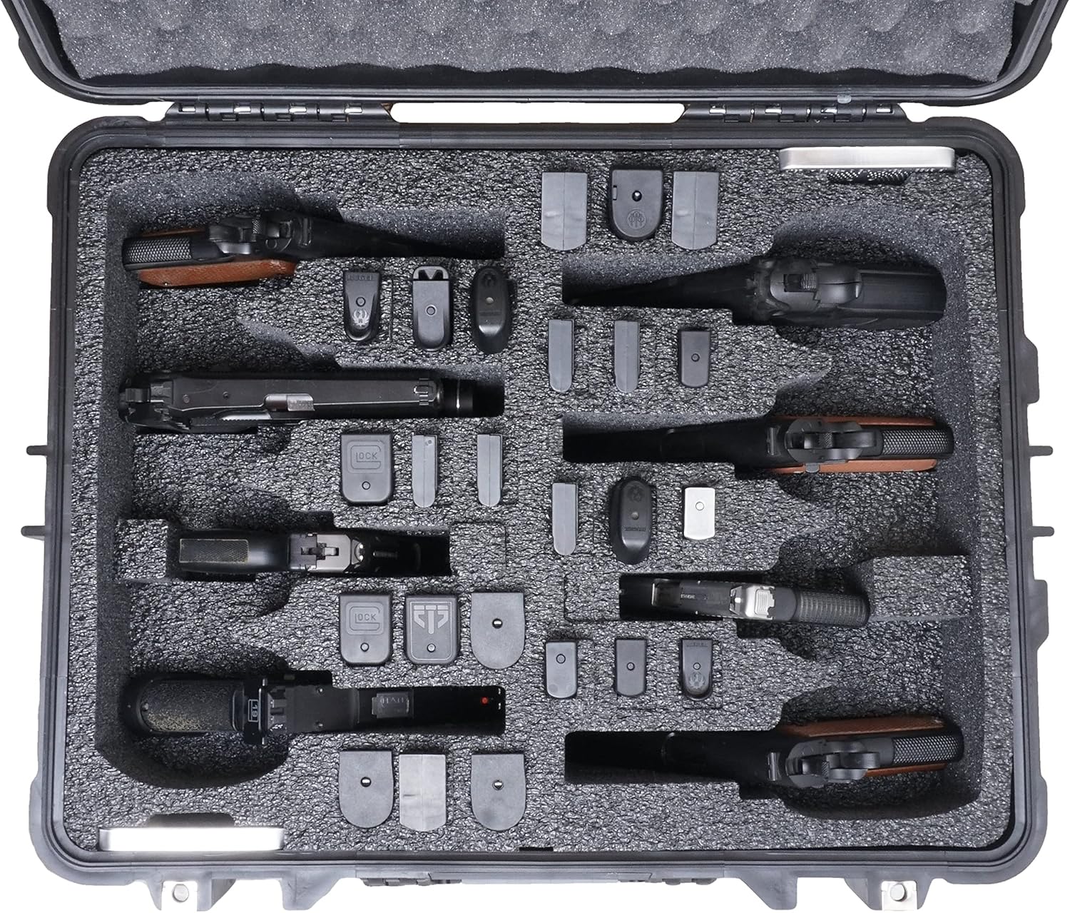 Case Club 8 Pistol and 24 Magazine Pre-Cut Heavy Duty Waterproof Case with 2 Included Silica Gel Canisters to Help Prevent Gun Rust (Upgraded Gen-2)