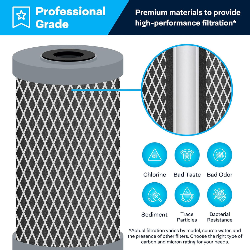 SpiroPure SP-NCP-BB 10x4.5 10 Micron Dual Purpose Sediment and Carbon Water Filter Cartridge NCP-BB 155398-43 (Case of 8)