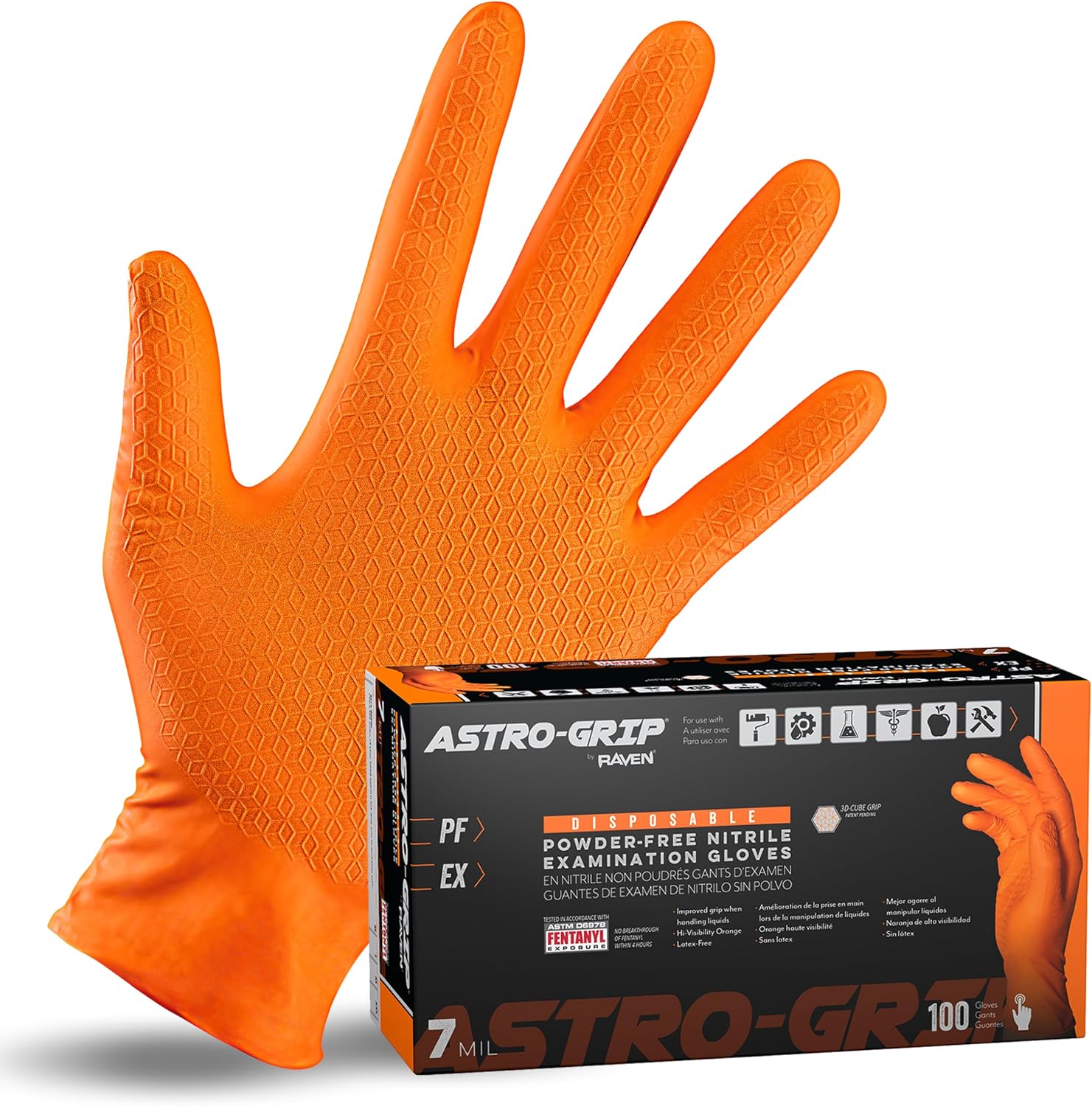 SAS Astro-Grip Exam Grade Powder-Free Nitrile Disposable Gloves