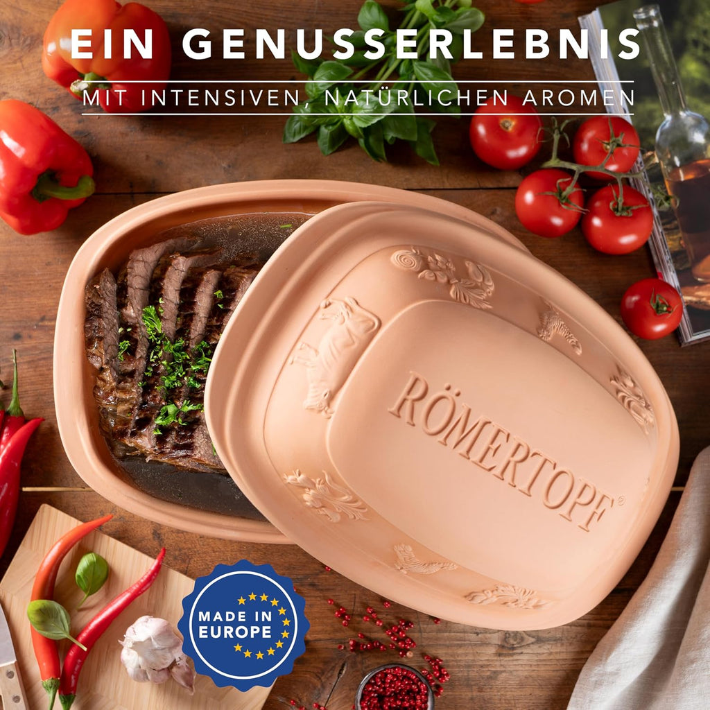 Römertopf 129 05 Rustico Universal Roasting Dish | Non-Stick Dutch Oven | Healthy Clay Pot Cooking | 5.2 Quarts (5 Liters) for up to 6 people