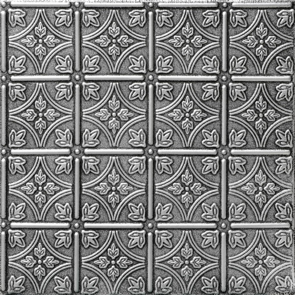 À LA MAISON CEILINGS R125 Emma's Flowers Foam Glue-Up Ceiling Tile (256 Sq. Ft./Case), Pack of 96, Antique Silver