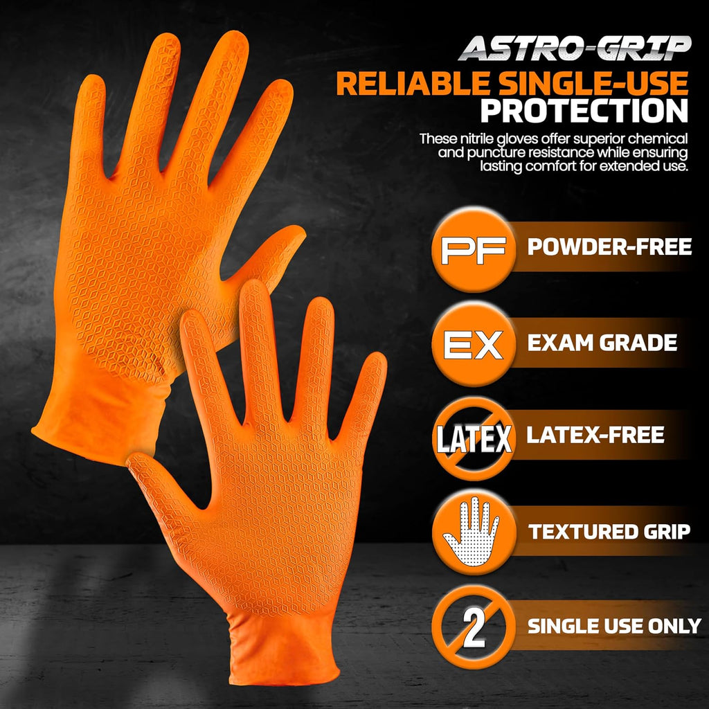 SAS Safety 66575 Nitrile Astro Grip Powder-Free Disposable Glove, XX-Large (Pack of 1000), Orange