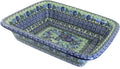 Blue Rose Polish Pottery - Blue Sapphire Fields Medium Rectangular Baker - 12.25' x 10' - Unique, Dishwasher Safe, & Durable Bakeware