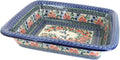 Blue Rose Polish Pottery - Blue Maria Medium Rectangular Baker - 12.25' x 10' - Unique, Dishwasher Safe, & Durable Bakeware