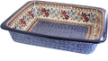 Blue Rose Polish Pottery - Red Daisy Large Rectangular Baker - 14' x 11.25' - Unique, Dishwasher Safe, & Durable Bakeware