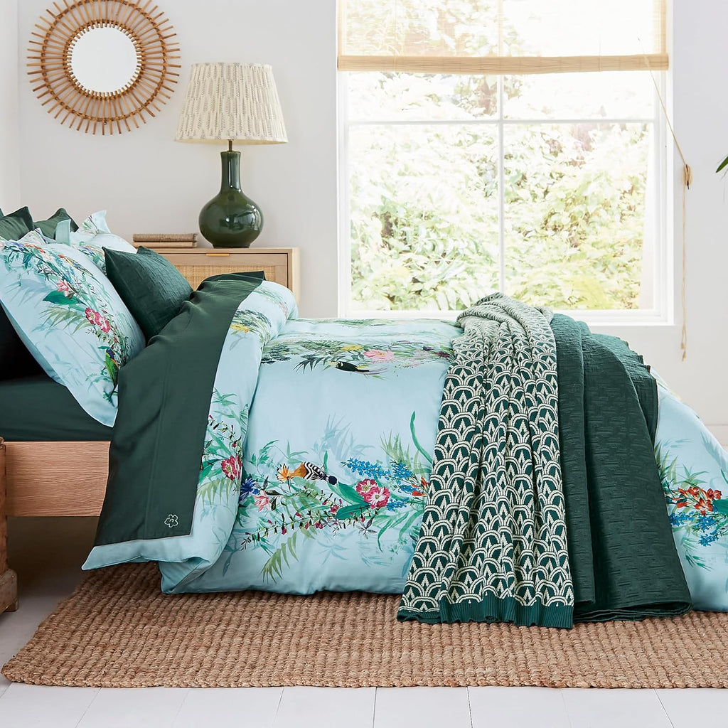 Ted Baker Tropical Elevations 100% Cotton Sateen, 3 Piece Duvet Cover Set, Full/Queen, Multi