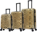InUSA Cheetah Print Luggage with Spinner Wheels | Durable Lightweight Hardside Suitcase | Travel Bag with Handle and Trolley | (20in, 24in, 28in) 3 Piece Set
