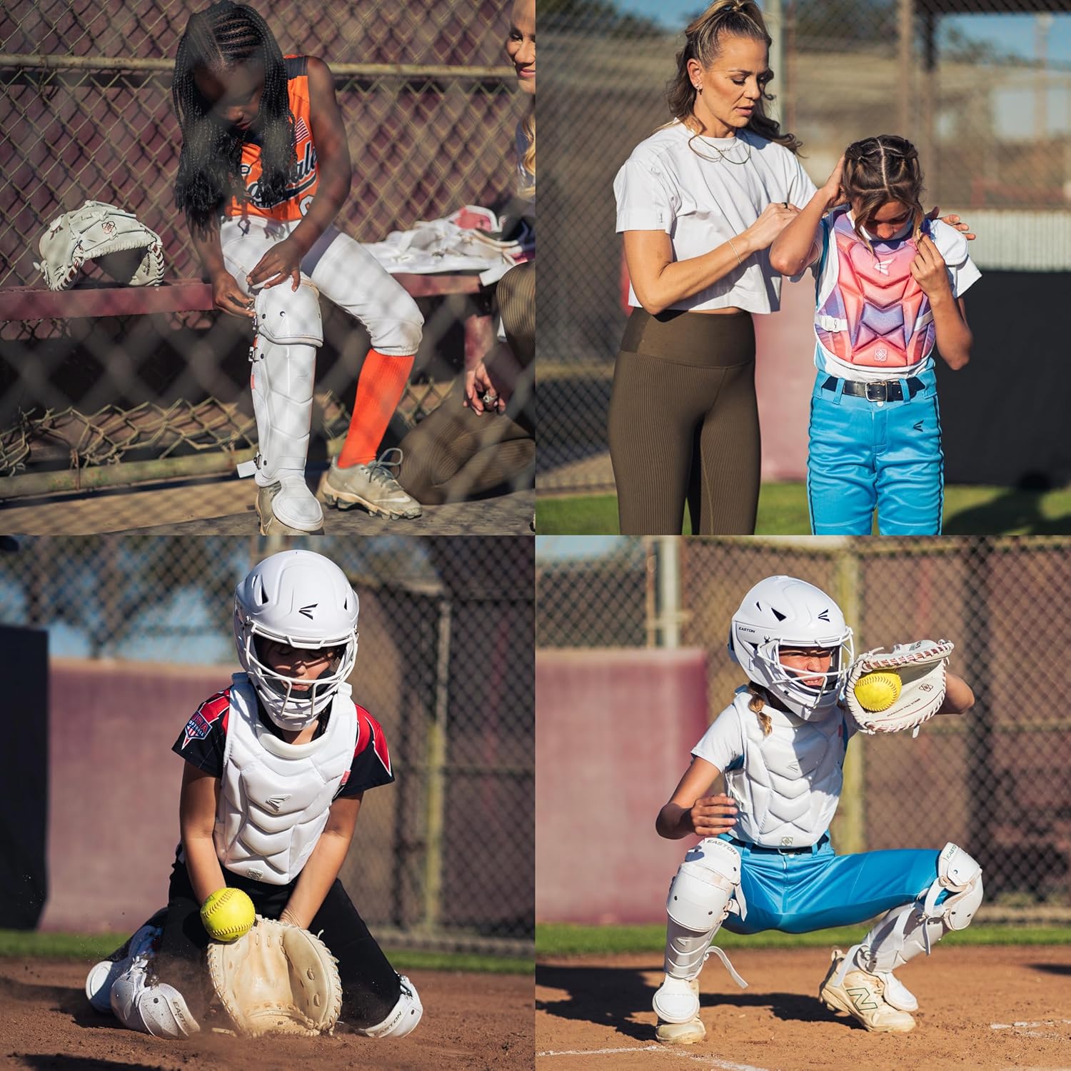 Easton | Jen Schro My Very First Youth Softball Catcher's Set | Helmet, Leg Guards & Chest Protector Included