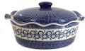 Blue Rose Polish Pottery - Yellow Peach Blossom Large Oval Baker with Lid - 3.75 QT - Unique, Dishwasher Safe, & Durable Bakeware