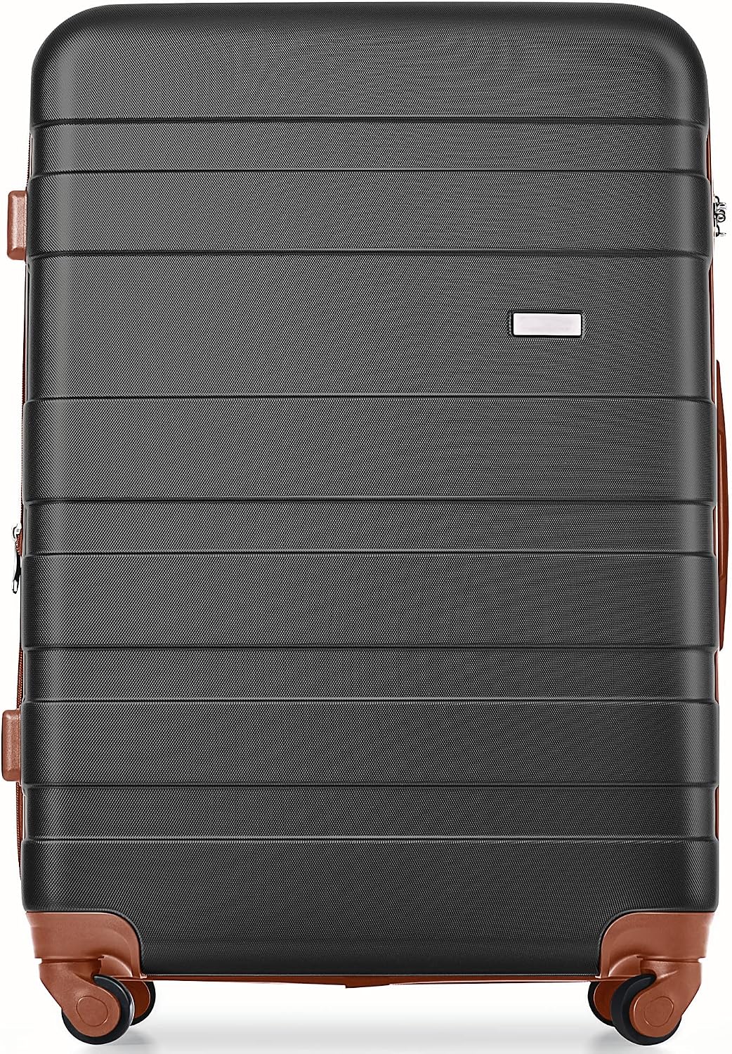 Merax 3 Piece Luggage Set ABS Hardshell Lightweight Suitcase Sets Spinner Wheels Suitcase with TSA Lock, 20' 24' 28', Black Brown
