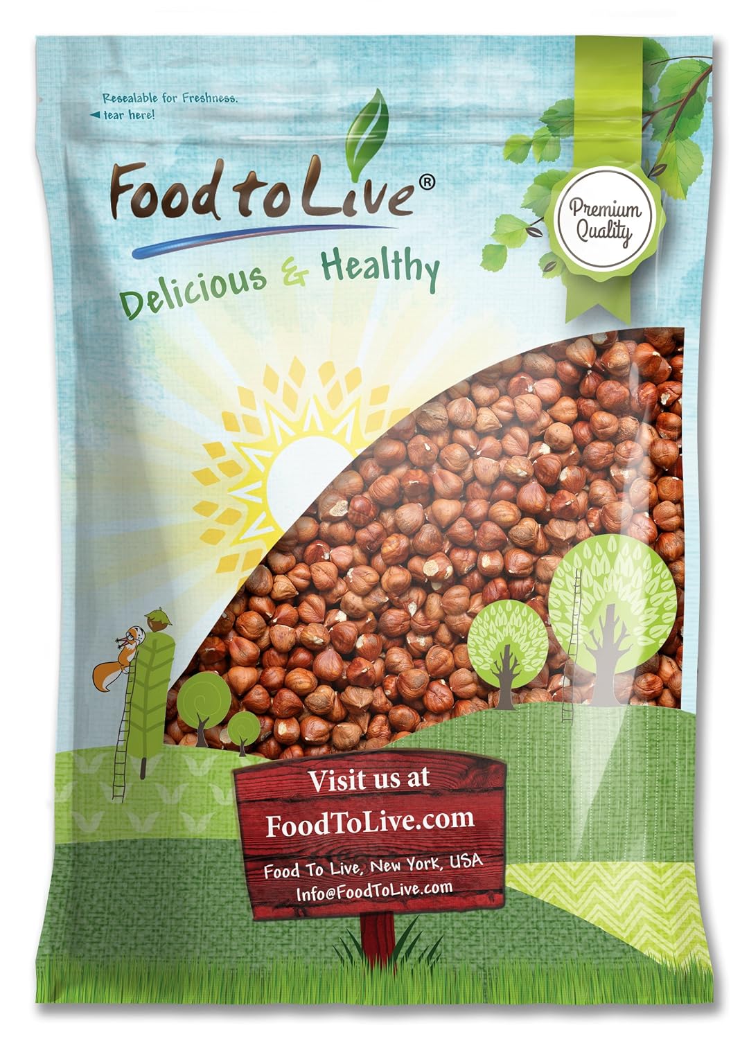 Food to Live - Raw Natural Hazelnuts, 12 Pounds Filberts, Whole Nuts, No Shell, Unsalted, Kosher, Vegan, Bulk. Wholesome Snack. Rich in Vitamin E. Great for Baking, Trail Mixes, as a Topping.