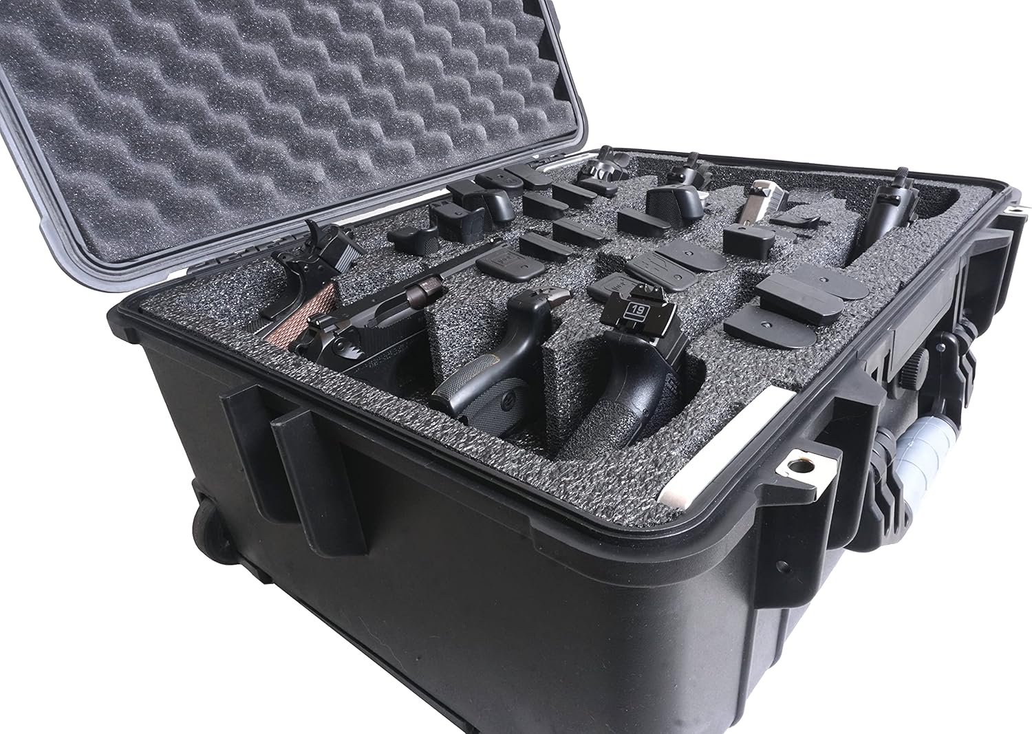 Case Club 8 Pistol and 24 Magazine Pre-Cut Heavy Duty Waterproof Case with 2 Included Silica Gel Canisters to Help Prevent Gun Rust (Upgraded Gen-2)