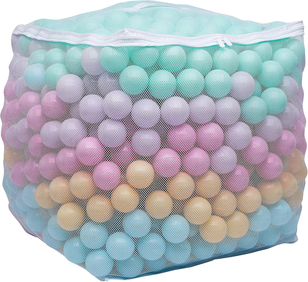 Amazon Basics BPA-Free Ball Pit Balls with Storage Bag, Crush-Proof Plastic for Toddlers Kids 12+ Months Play, 6 Pastel Colors, 1000 Count