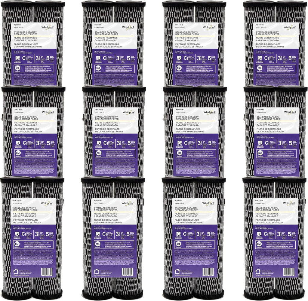 Whirlpool CTO Carbon Wrap Water Filter WHKF-WHWC, Full Case of 24 Filters, NSF Certified 5-Micron Reduces Sediment, Chlorine Taste & Odor for Whole House Filtration or Undersink Drinking System
