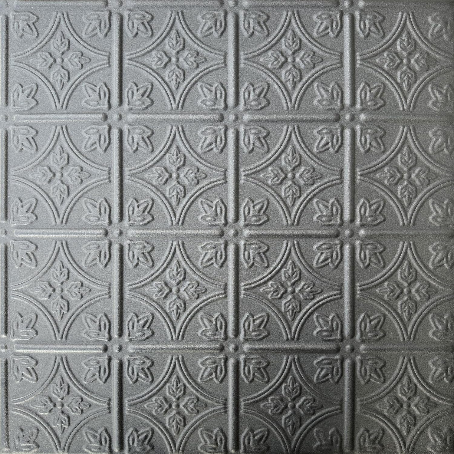 À LA MAISON CEILINGS R125 Emma's Flowers Foam Glue-Up Ceiling Tile (384 Sq. Ft./Case), Pack of 144, Black Matte